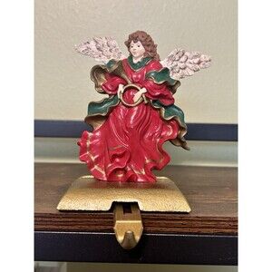 Handpainted Angel Stocking Hanger Adjustable Mantle Decor Potpourri Vintage 1995